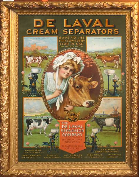 Appraisal: DeLaval Framed Tin Advertising Important lithographed picture dated measuring x