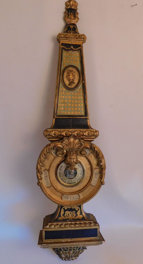 Appraisal: FRENCH GILT BAROMETER Old gilt wood fancy French wall barometer