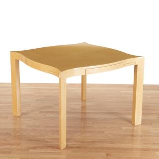 Appraisal: Designer shaped blonde wood bridge table Designer shaped blonde wood