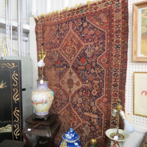 Appraisal: Antique Persian Handmade Rug overall geometric stylized floral designs some