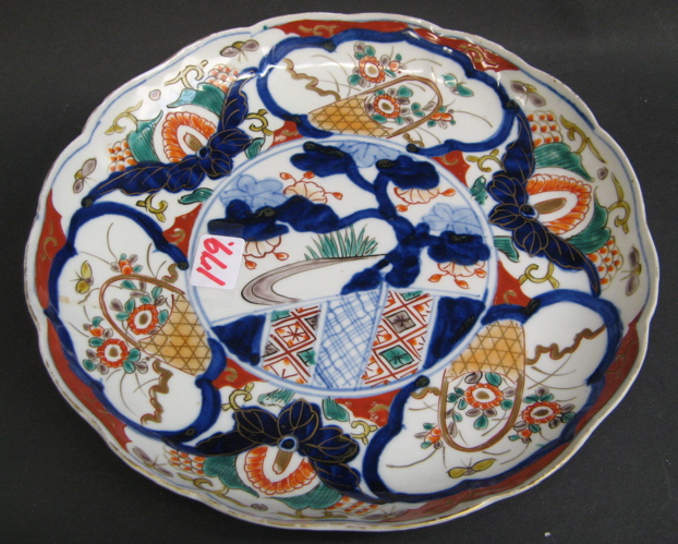 Appraisal: JAPANESE IMARI PORCELAIN BOWL hand painted with cobalt blue red