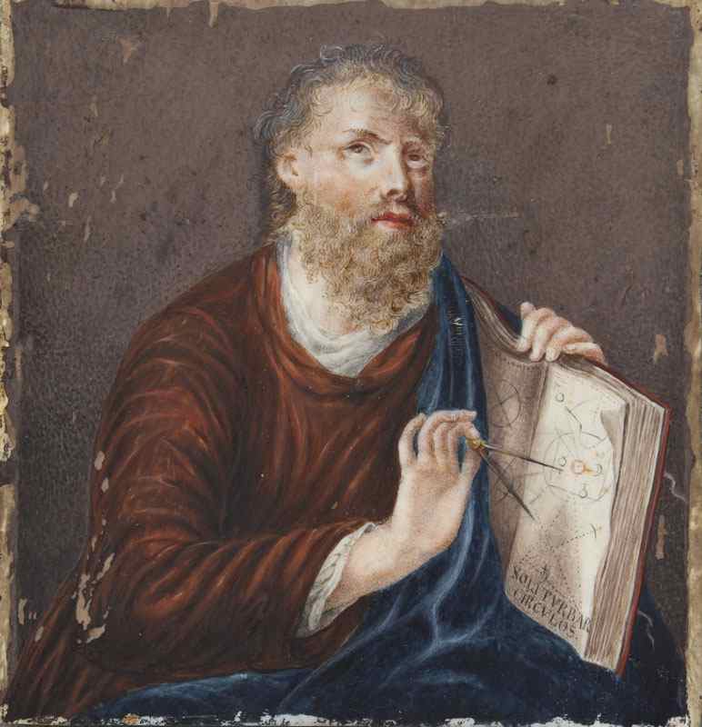 Appraisal: EARLY MINIATURE PAINTING ON IVORY OF ARCHIMEDES '' x ''