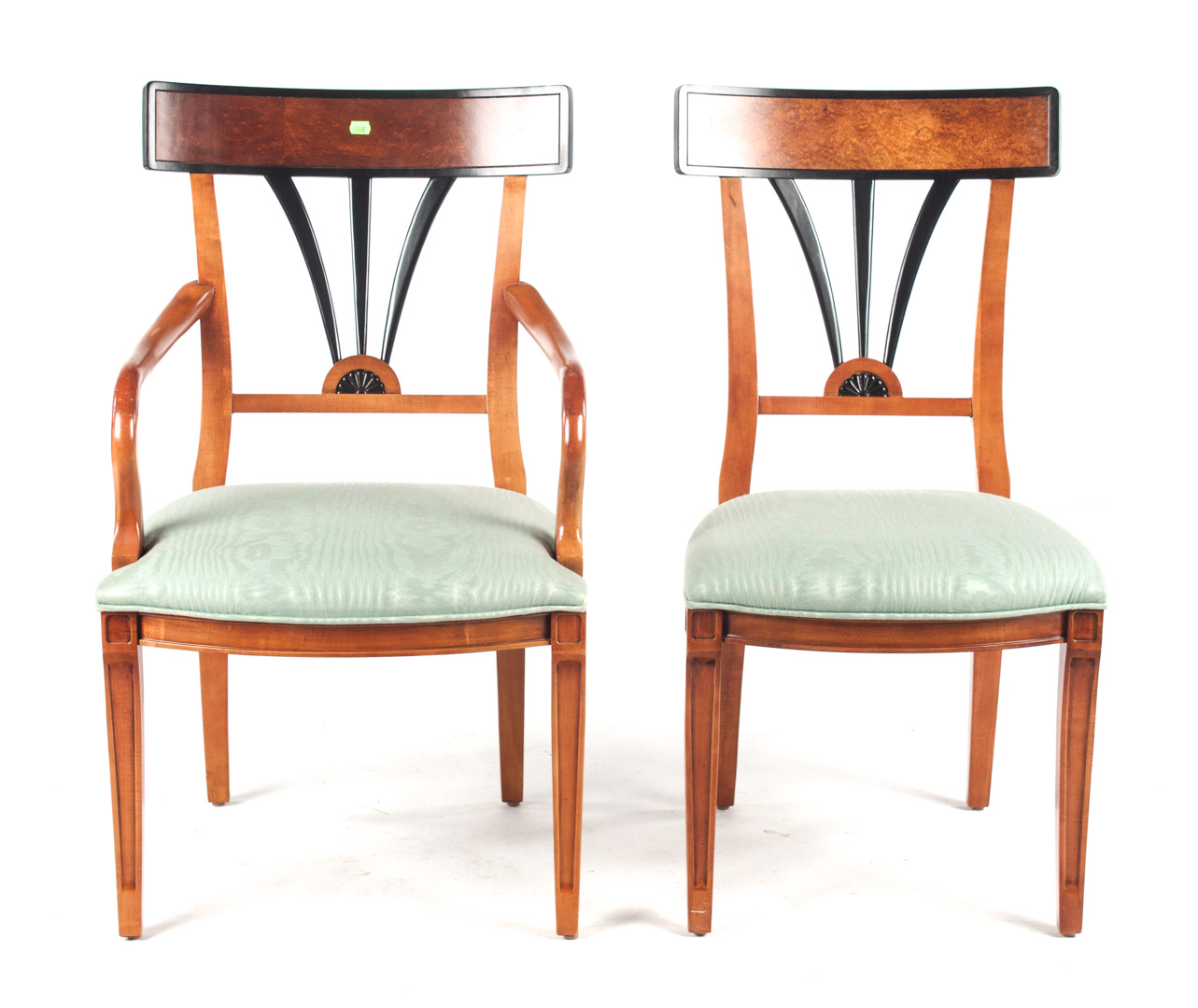 Appraisal: Six Biedermeier style dining chairs Century Capuan Collection burl and