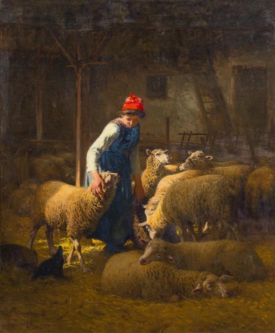 Appraisal: Sale Lot Charles H Clair French - The Shepherdess oil