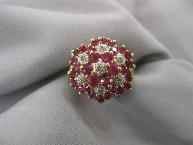 Appraisal: Ruby Diamond Ring floral cluster with rubies and diamonds in