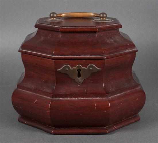 Appraisal: Kittinger Colonial Williamsburg mahogany octagonal-shaped tea caddy interior with lead