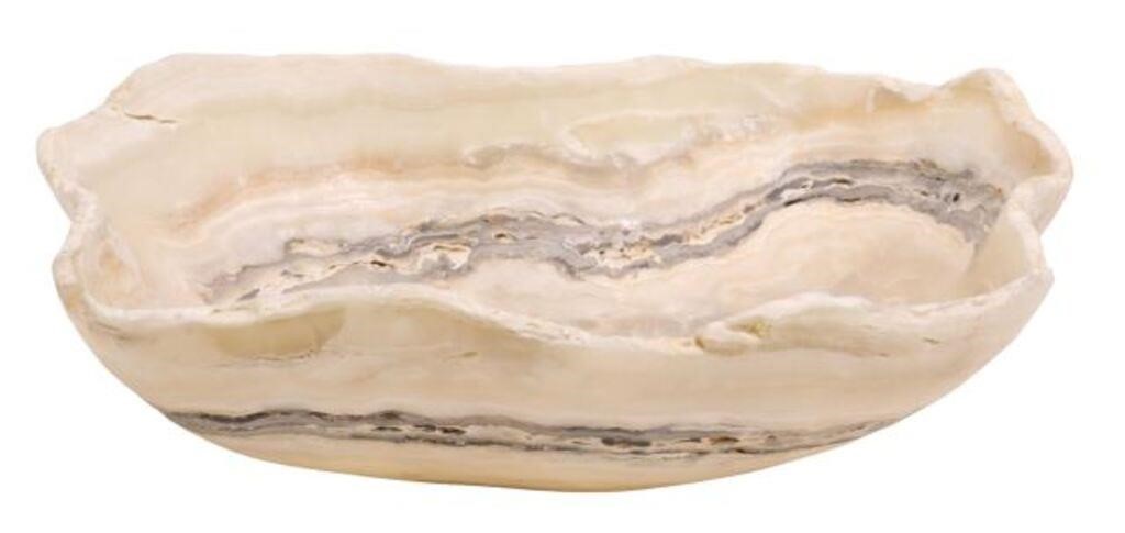 Appraisal: Natural edge onyx bowl Mexico of organic form approx h