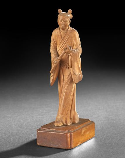 Appraisal: Chinese Carved Boxwood Figure of a Scholar th century the