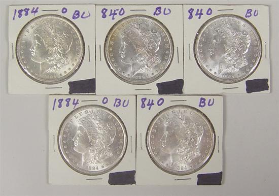 Appraisal: Five Nice BU -O Morgan Dollars All have great luster