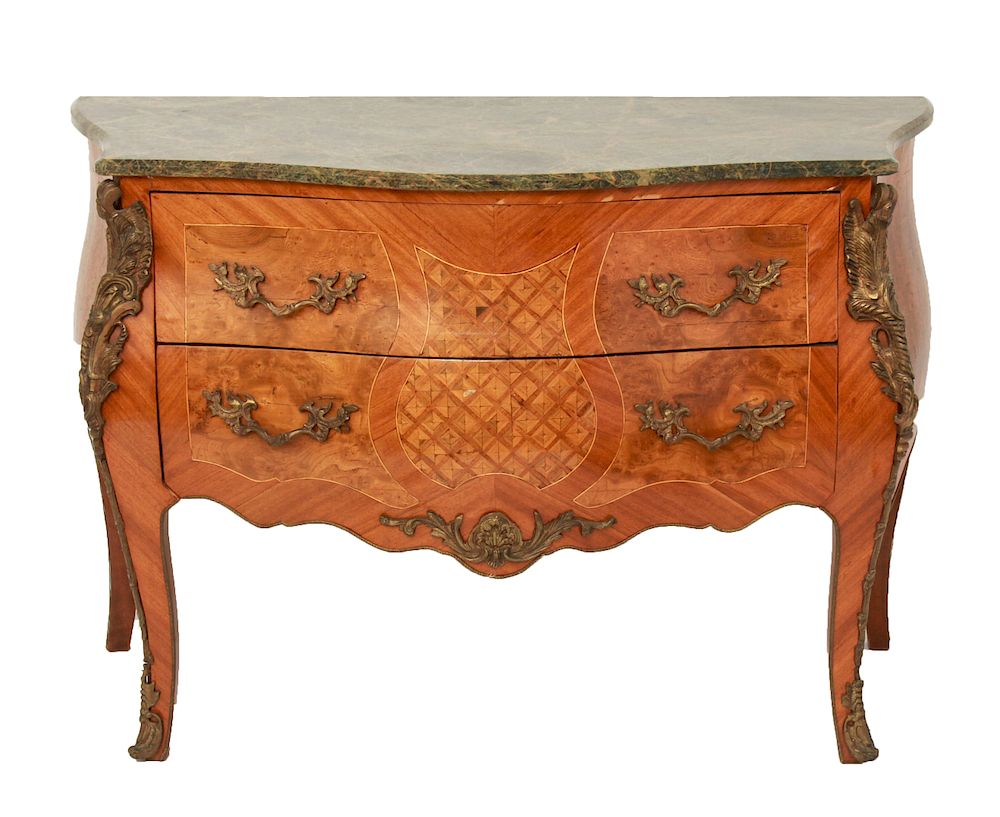 Appraisal: French Louis XV Style Commode w Marble Top French Louis