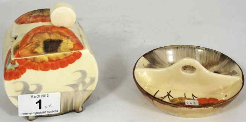 Appraisal: Clarice Cliff Wilkinson Bizarre Honey Pot Preserve and Cover together