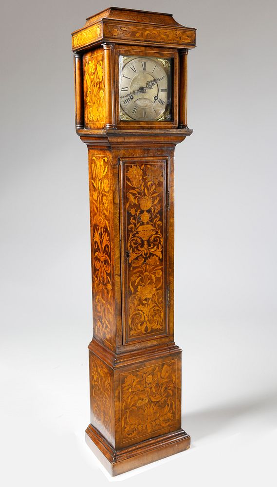 Appraisal: Hy Hindley Marquetry Inlaid Grandmother Clock mid th Century Hy