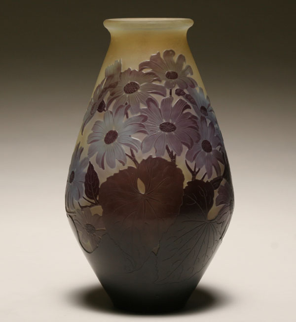 Appraisal: Galle French cameo art glass vase with violet floral decoration