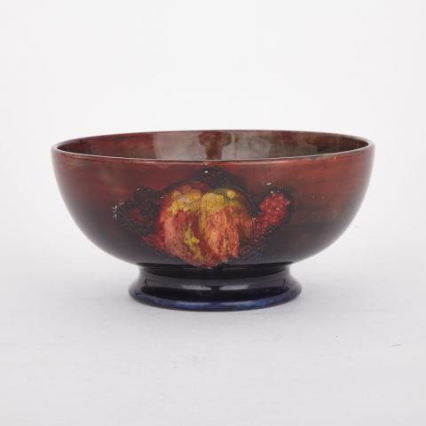 Appraisal: Moorcroft Flamb Blackberry and Leaf Bowl s minor restoration impressed