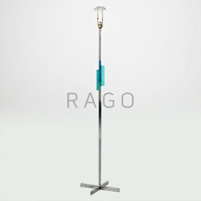 Appraisal: ITALIAN Floor lamp Italy s Chromed steel and cast glass