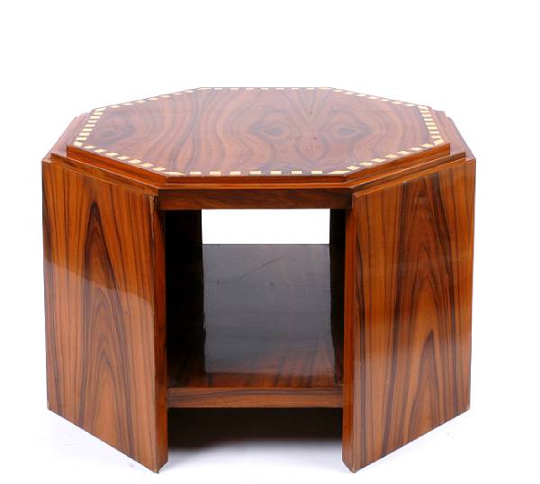 Appraisal: A Art Deco style octagonal rosewood coffee table height in