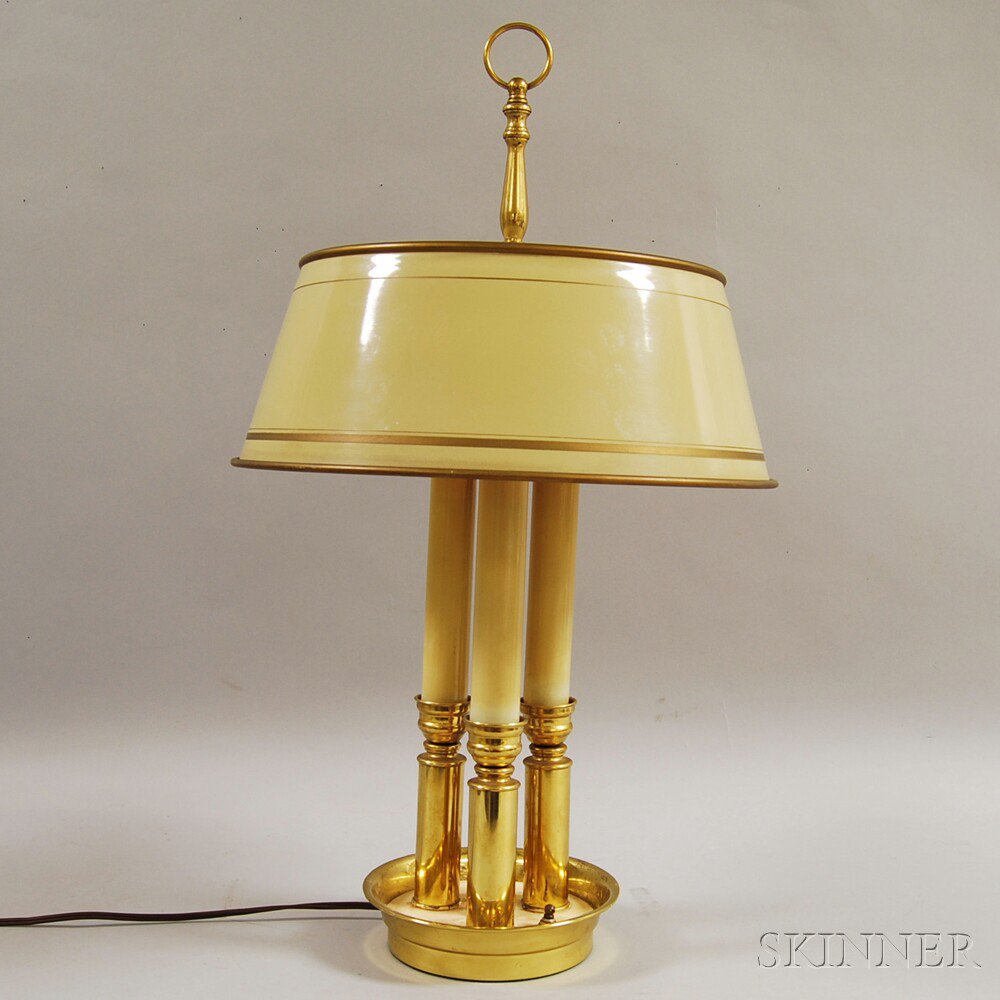 Appraisal: Brass and Tin Bouillotte Lamp ht dia in Estimate -