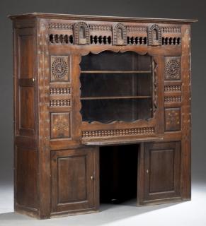 Appraisal: French Provincial Carved Oak Lit Clos th c Br French