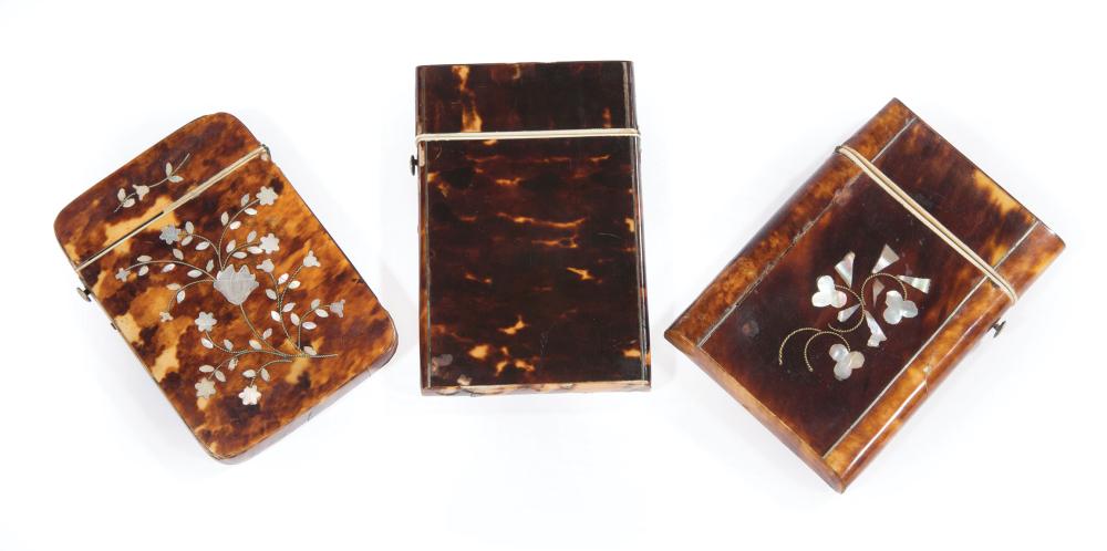 Appraisal: Three Late Georgian Tortoiseshell Card Cases early th c largest