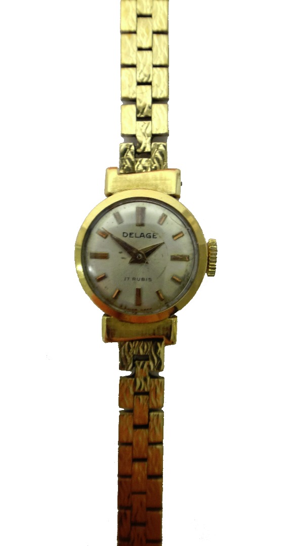 Appraisal: A lady's gold circular cased Delage wristwatch the signed circular