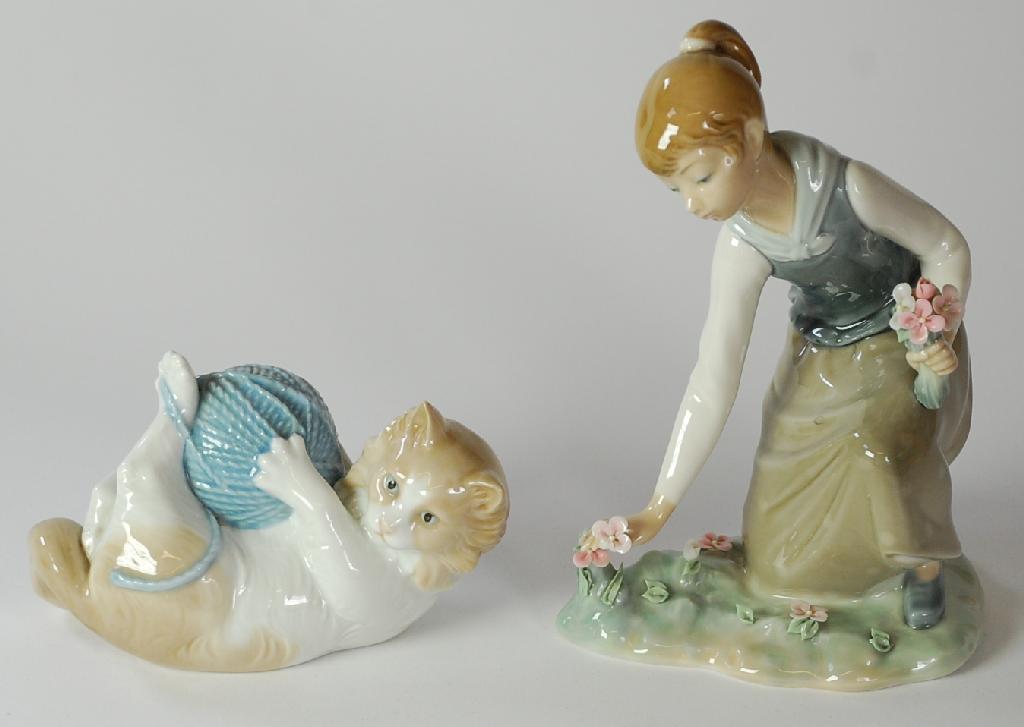 Appraisal: LLADRO PORCELAIN FIGURE OF A YOUNG GIRL kneeling to pick