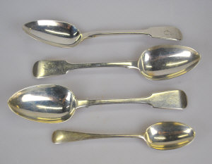 Appraisal: Three Victorian silver fiddle pattern dessert spoons and an old