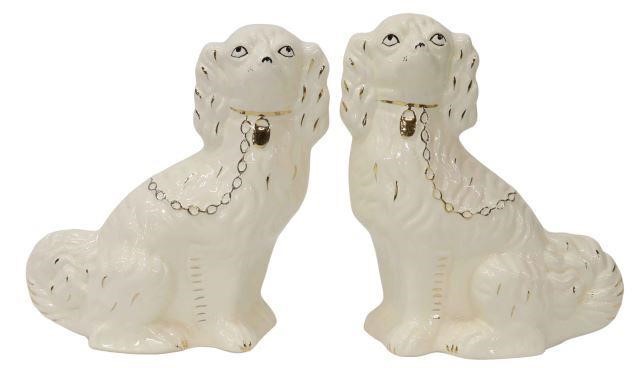 Appraisal: pair English Staffordshire mantel dogs early th c with parcel