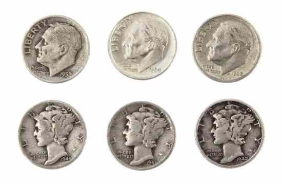 Appraisal: A Collection of U S Silver Dimes comprising in Mercury