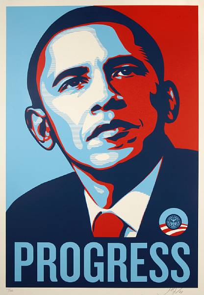 Appraisal: Shepard Fairey American born Progress Screenprint in colors on wove