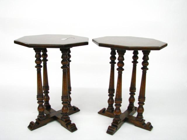 Appraisal: Pair of Lodge style oak lamp tables circa mid th