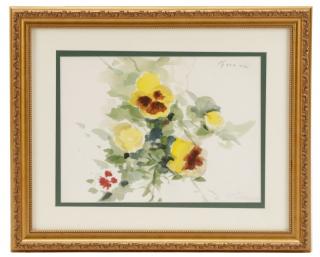 Appraisal: Andre Gisson Pansies Watercolor Signed Andre Gittelson Gisson American -