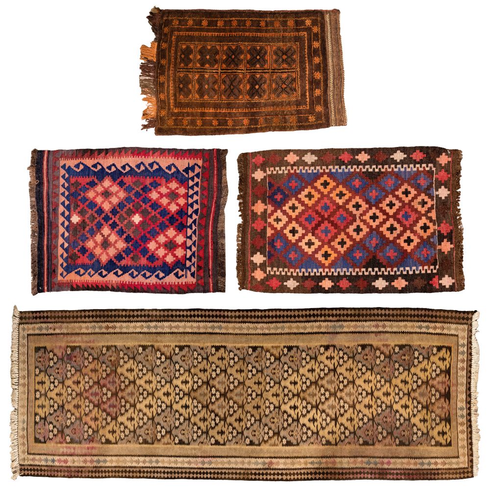 Appraisal: WOOL RUG ASSORTMENT items including a Persian kilim runner in