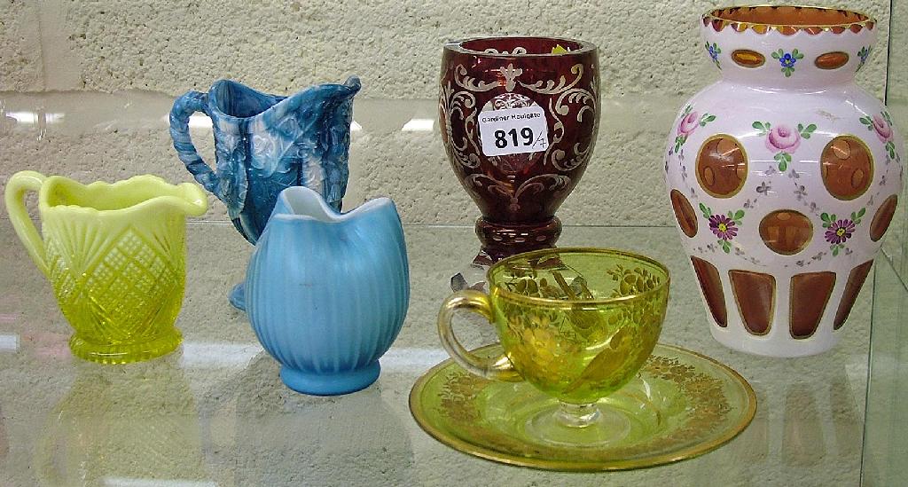 Appraisal: Collection of th century and later coloured glass to include