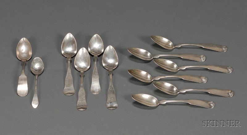 Appraisal: Twelve Assorted Coin Silver Spoons Massachusetts and New Hampshire late