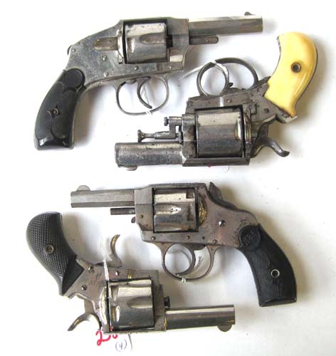 Appraisal: FOUR DOUBLE ACTION REVOLVERS Hopkins Allen hammerless caliber barrel serial