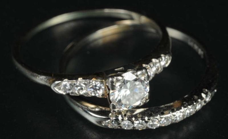 Appraisal: Antique Jewelry K W Gold Engagement Ring Set Description With