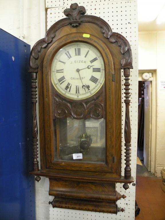 Appraisal: A late thC American style wall clock in an inlaid