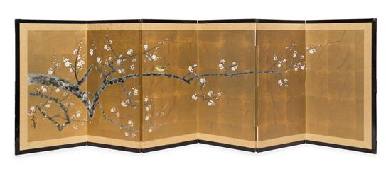 Appraisal: Sale Lot A Japanese Six-Fold Floor Screen th century ink