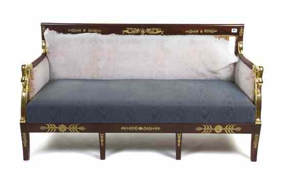 Appraisal: An Empire Style Mahogany and Gilt Metal Mounted Settee having