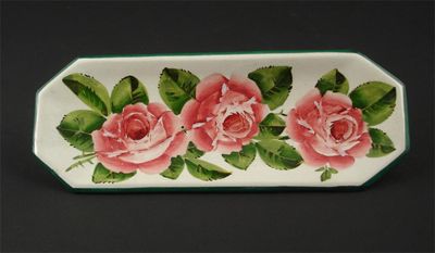 Appraisal: Cabbage Rose' a Wemyss pottery pen tray painted in shades