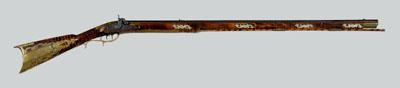 Appraisal: Inlaid percussion rifle - in octagonal barrel marked quot J