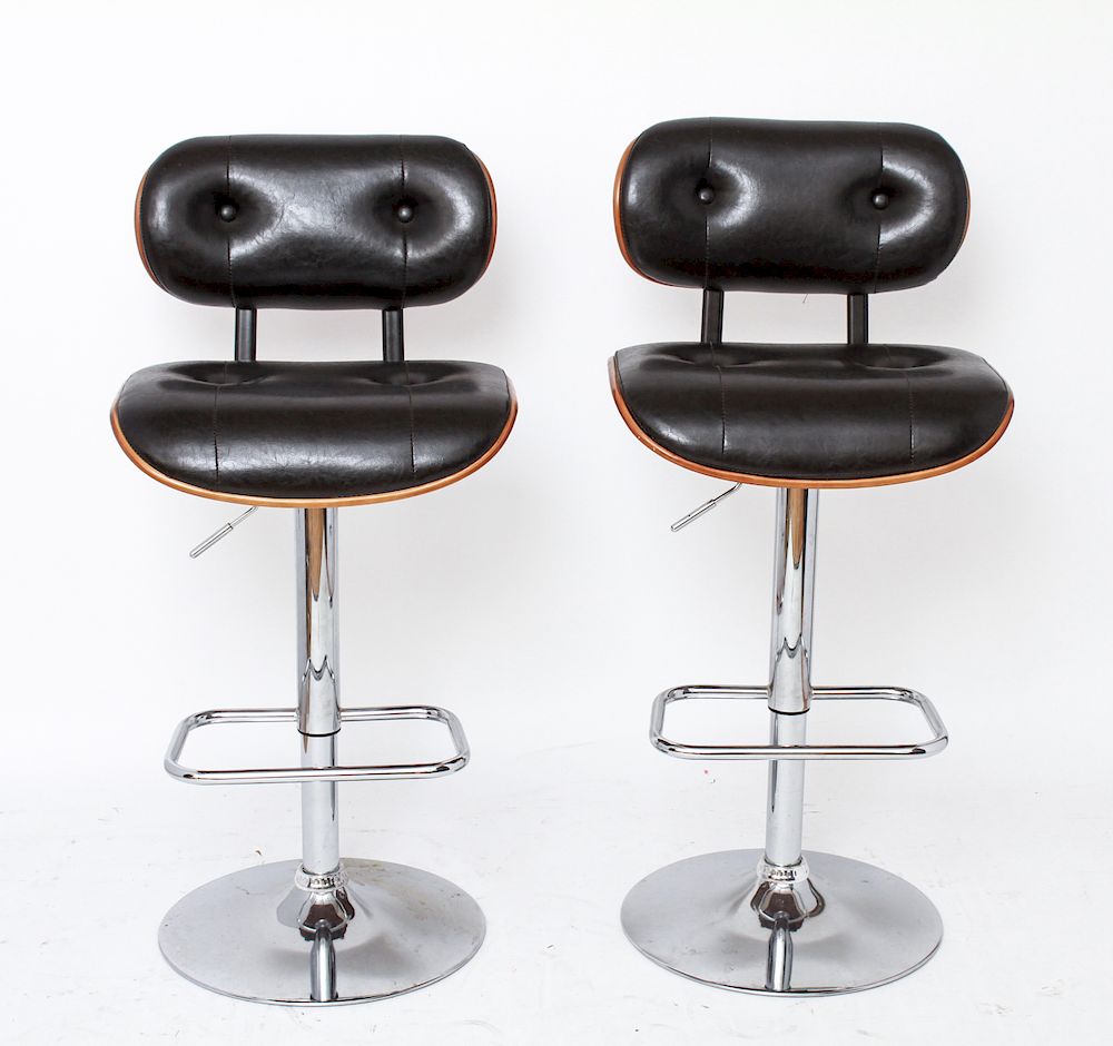 Appraisal: Herman Miller Style Modern Bar Stools Pair Pair of mid-century