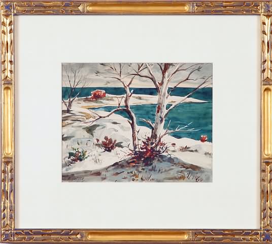 Appraisal: Winter along the river watercolor x sight SLL H Gasser