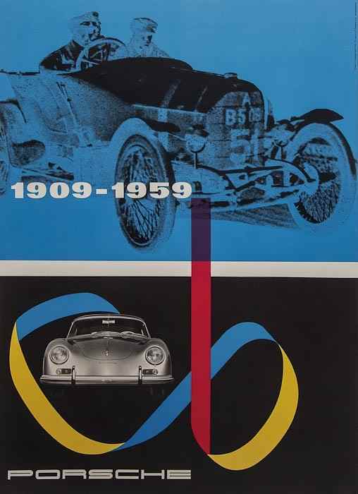 Appraisal: ANONYMOUS PORSCHE - offset lithograph in colours cond B backed