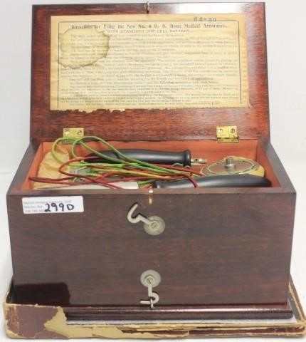 Appraisal: HOME MEDICAL APPARATUS ELECTROPATHIC MACHINEIN CUSTOM MAHOGANY CASE WORKS ON