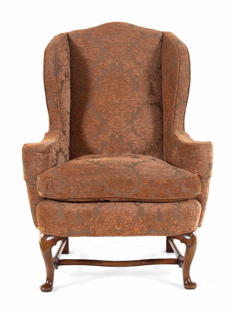 Appraisal: A Queen Anne Walnut Wing Chair A Queen Anne Walnut