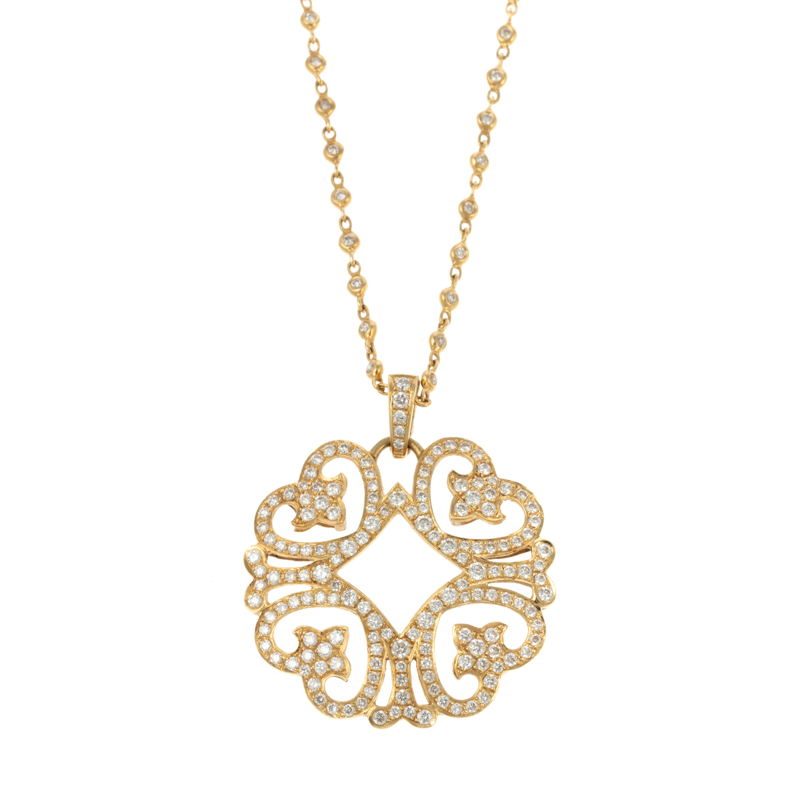 Appraisal: A DIAMOND PENDANT WITH CUSTOM CHAIN IN K K yellow