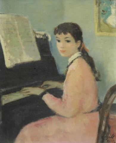 Appraisal: GALL Francois Oil on Canvas Girl Playing Piano Signed lower