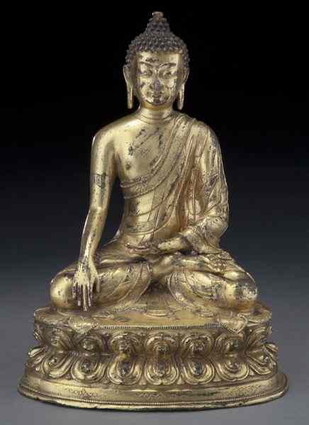 Appraisal: Chinese Ming gilt bronze Shakyamuni Buddha hands in Buddhist mudra