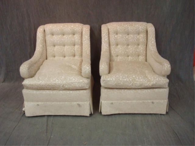 Appraisal: Pair of down filled Art Deco upholstered club chairs Dimensions